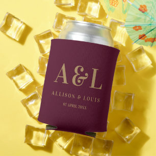 Porta-lata Monograma Minimalista de Casamento Dourado