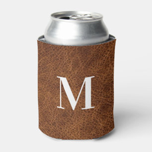 Porta-lata Monograma Moderno de Couve Marrom Faux