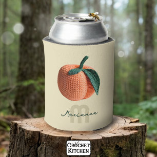 Porta-lata Monograma Nome Mínimo Moderno de Peach Crochet