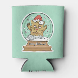 Porta-lata Monograma personalizado de gato de Natal bonito po