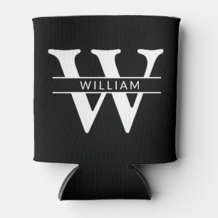 Porta-lata monograma personalizado inicial & nome simples