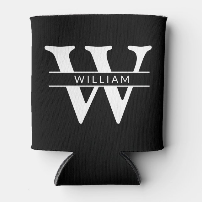 Porta-lata monograma personalizado inicial & nome simples (Frente)