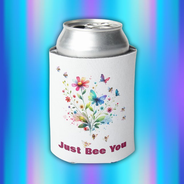 Porta-lata Monograma Simples Floral de Aquarela (Criador carregado)