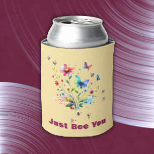 Porta-lata Monograma Simples Floral de Aquarelas Abelhas em p