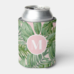 Porta-lata Monograma Tropical de Folha Rosa