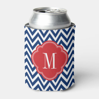 Porta-lata Monograma vermelho-branco e azul-quevron