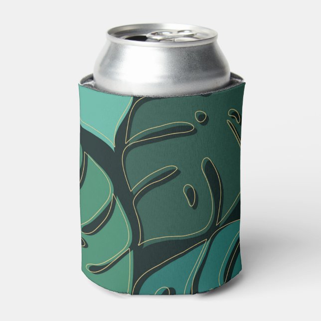 Porta-lata Monstera verde deixa design (Can Front)