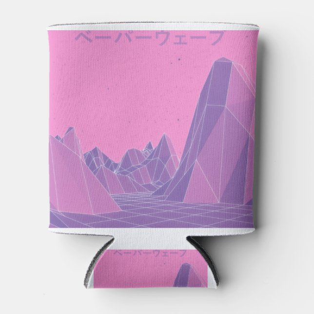 Porta-lata montanhas vaporwave rosa (Frente)
