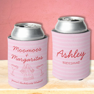 Porta-lata Moomoos & Margaritas - Bachelorette Rosa e Vermelh