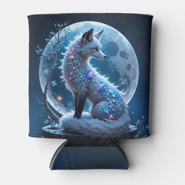 Porta-lata Moonlit Crystal Fox – Guardian of Silent Dreams.  (Frente)