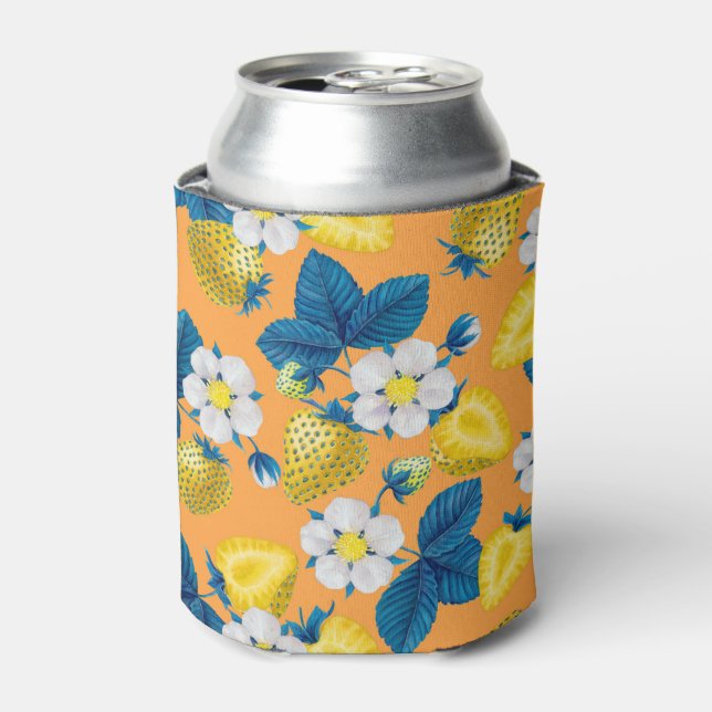 Porta-lata Morangos amarelos em laranja (Can Front)