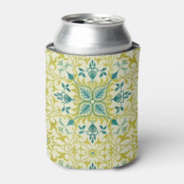 Porta-lata Morris Yellow Turquoise Vine & Flower Pattern (Can Front)