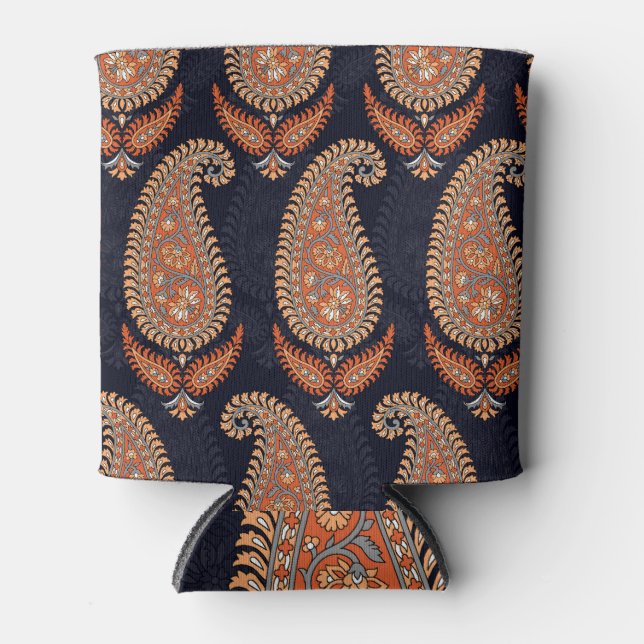 Porta-lata Motif de marinho floral, padrão elegante. (Frente)