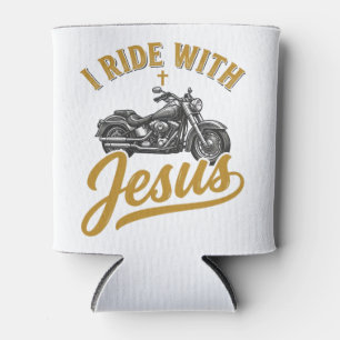 Porta-lata Motociclista Cristão Eu Ando Com Jesus Camisa Vint