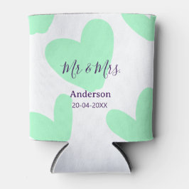Porta-lata Mr & Mrs add family name date year wedding favor 