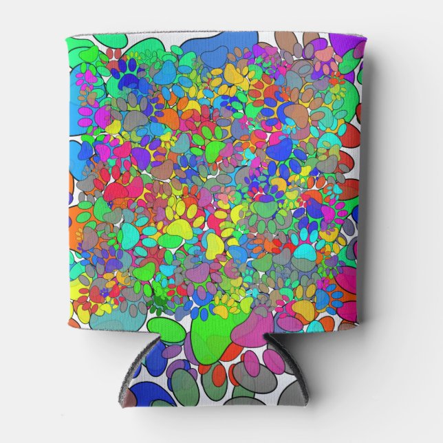 Porta-lata Muitas Impressões De Pata De Cães Por Toda Parte (Frente)