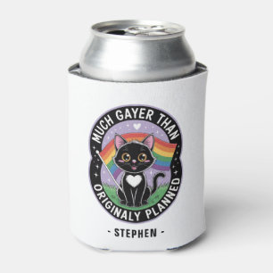Porta-lata Muito Mais Gayer - Orgulho LGBTQ de Gato Negro Eng