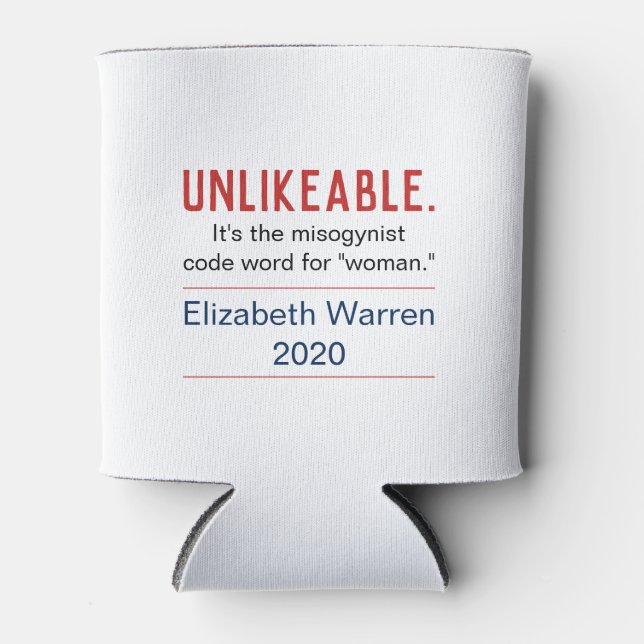 Porta-lata Mulher Improvável Pro-Elizabeth Warren 2020 (Frente)