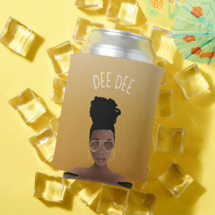 Porta-lata Mulher Negra com matizes Dourados e trombose alta,