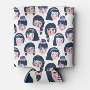 Porta-lata Mulheres Whimsical: Cartoon Face Art