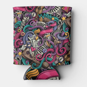 Porta-lata Musical de desenho: Doodle Colorido Sem Costura.