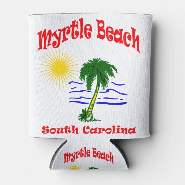 Porta-lata Myrtle Beach SC Palm Tree Design (Frente)