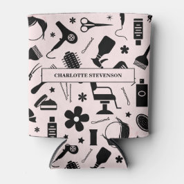 Porta-lata Na moda cor-de-rosa com salão de cabelo moderno