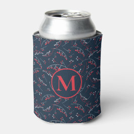 Porta-lata Na moda monograma de amora vermelha viva de marinh