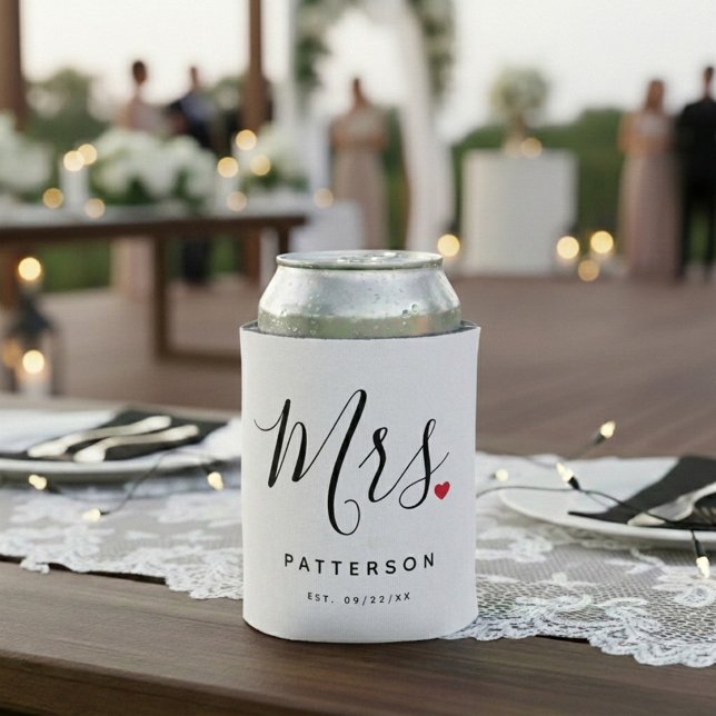 Porta-lata Na moda Sobrenome Personalizado e Casamento de Dat (Criador carregado)