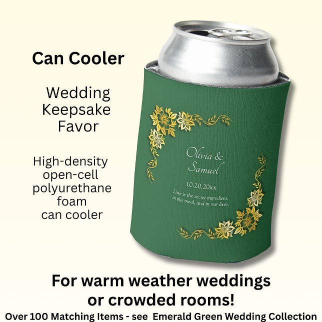 Porta-lata Names Date Message Emerald Green & Gold  (Criador carregado)