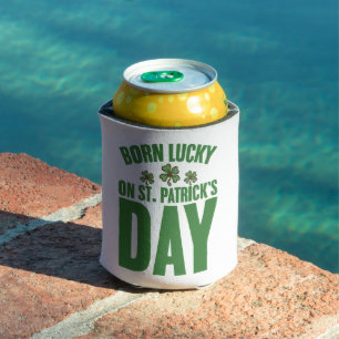 Porta-lata Nascido com Sorte no Dia de São Patrício Aniversár