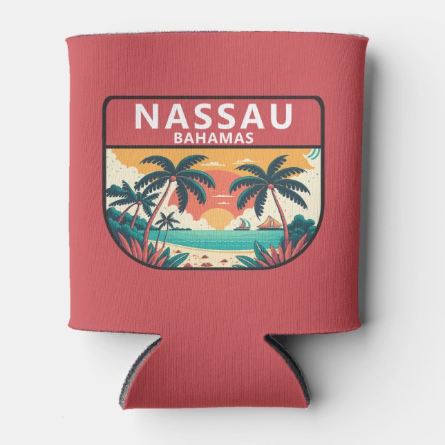 Porta-lata Nassau Bahamas Retro Emblem (Frente)