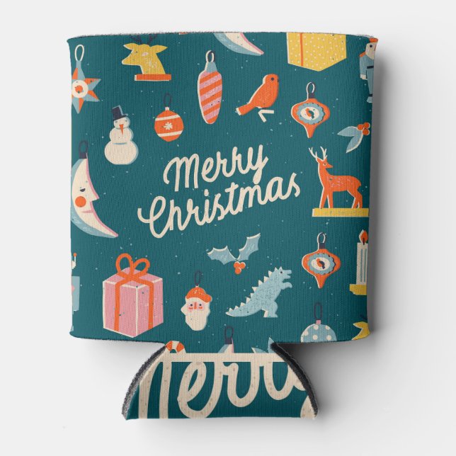 Porta-lata Natais vintages: Ilustração Festiva. (Frente)