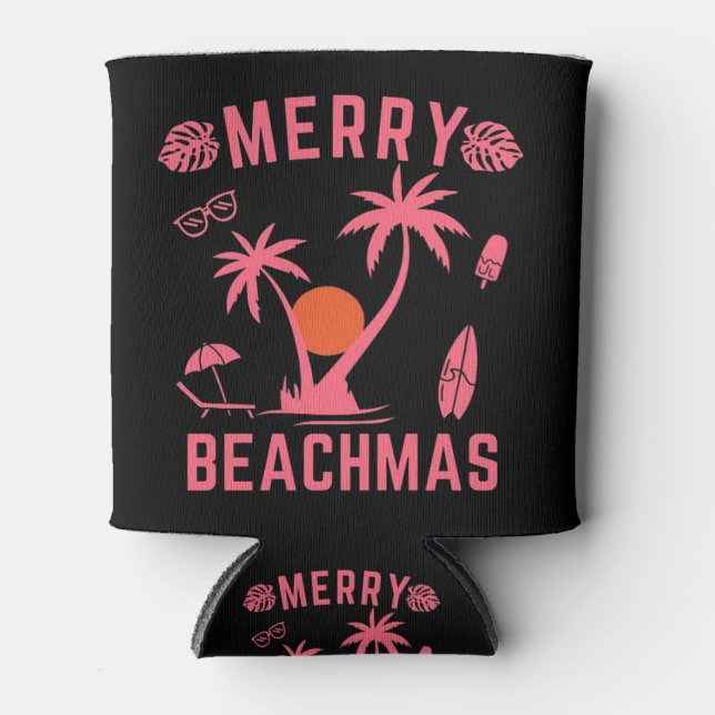 Porta-lata Natal De Beachmas feliz Em Julho (Frente)