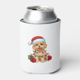 Porta-lata Natal do Cão Maltipoo Santa Hat Lighting