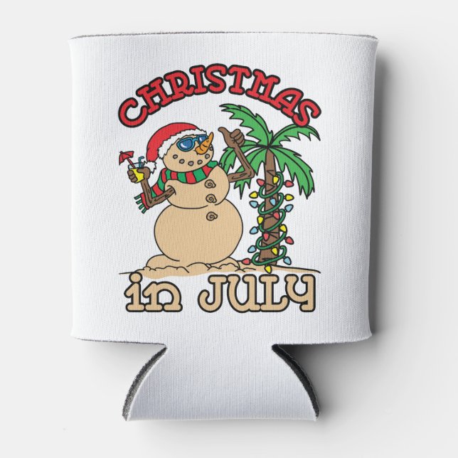 Porta-lata Natal em julho Snowman Sand Beach (Frente)