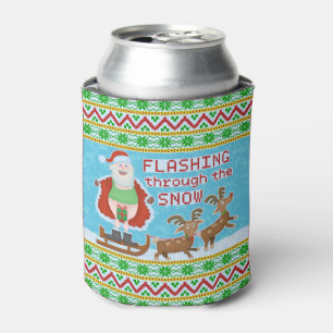Porta-lata Natal engraçado   Papai Noel que pisca através d