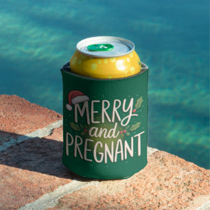 Porta-lata Natal Feliz e Grávida Anúncio de Gravidez