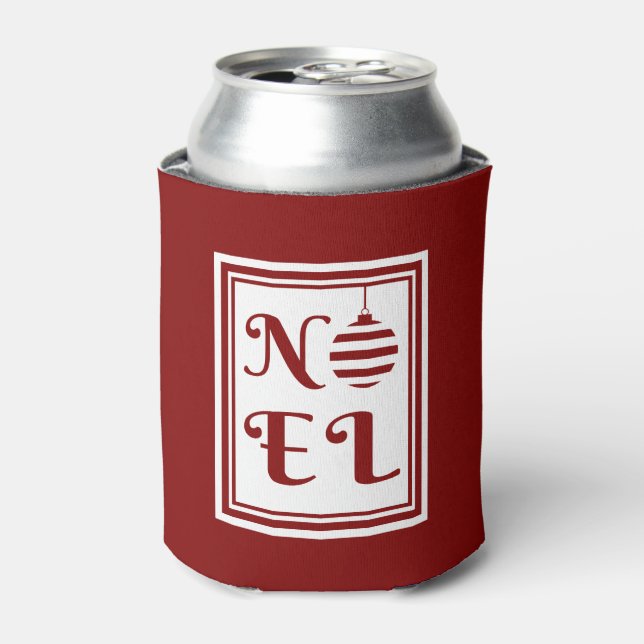 Porta-lata NATAL Festa de Natal Vermelho e Branco Personaliza (Can Front)