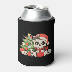 Porta-lata Natal Gótico Fofo Crânio Esqueleto Festa de Natal
