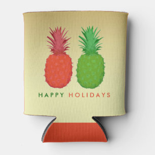 Porta-lata Natal havaiano tropical no ouro e nos abacaxis
