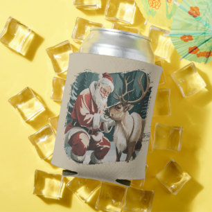 Porta-lata Natal Inspirado no Vintage Retro Papai Noel Rena