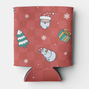 Porta-lata Natal minimalista: Design vermelho sem costura.