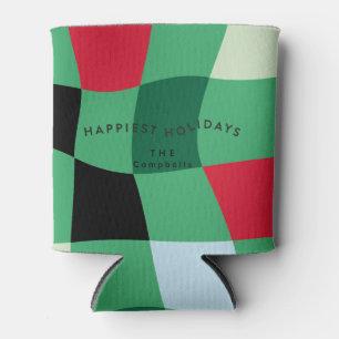 Porta-lata Natal Moderno Colorido Xadrez Tartan