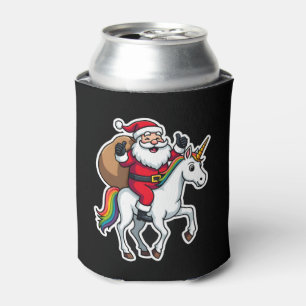 Porta-lata Natal Papai Noel Montado Unicórnio - Garotas de Xm