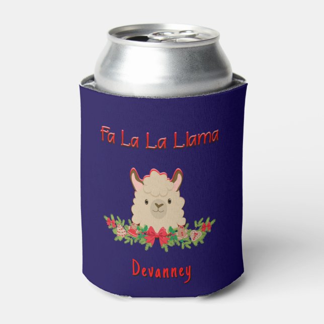 Porta-lata Natal Personalizado Fa La La Llama (Can Front)