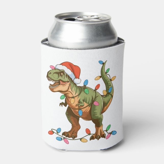 Porta-lata Natal T Rex Dinossaur Xmas Dino Tyrannosaurus (Can Front)