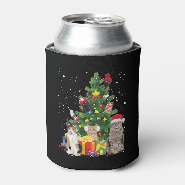 Porta-lata natal tree cats - cat christmas sweater (Can Front)