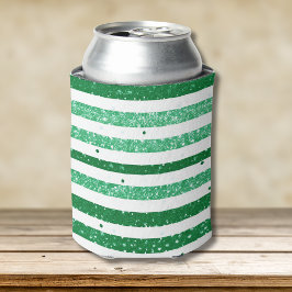 Porta-lata Nature Green White Horizontal Glitter Stripes