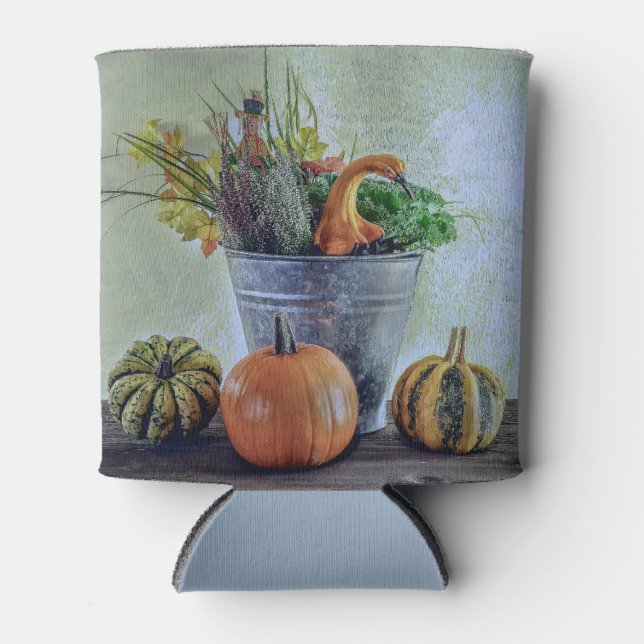 Porta-lata Natureza-morta de outono com abóboras e flores (Frente)